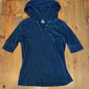 Jones New York Navy Hooded Top